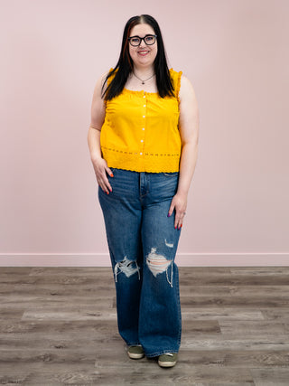 DEX | Sonny Lace Trim Tank | Sunflower