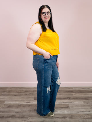 DEX | Sonny Lace Trim Tank | Sunflower