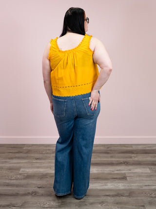 DEX | Sonny Lace Trim Tank | Sunflower