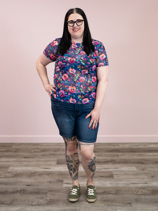 *NEW* Shirley Mags Mesh Tee | Blue Floral