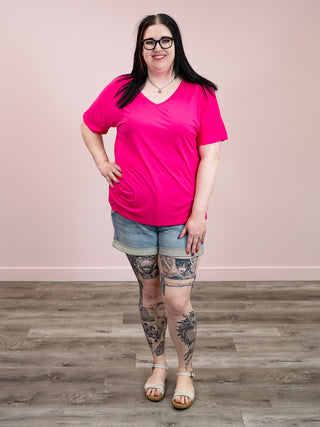 Chloe Cozy Tee | Hot Pink