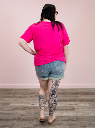 Chloe Cozy Tee | Hot Pink