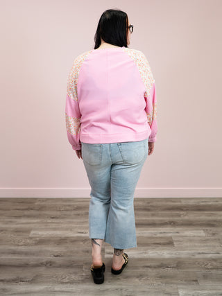 *NEW* Peaceful Pippy Thermal Floral Loose Fit Pullover | Light Pink