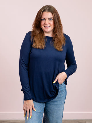 Lynne Long Sleeve Top | Navy