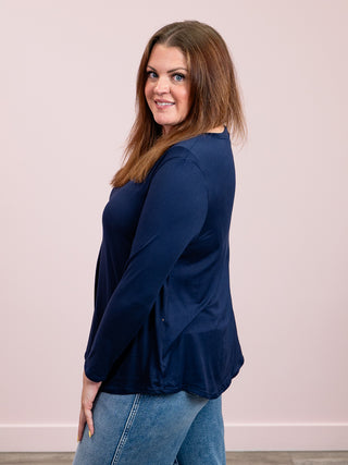 Lynne Long Sleeve Top | Navy
