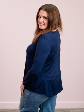 Lynne Long Sleeve Top | Navy