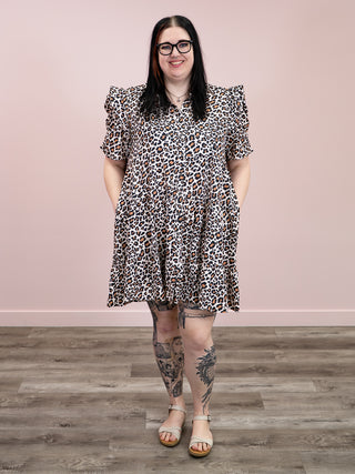 *NEW* Cute Chaos Tiered Animal Print Dress | Taupe
