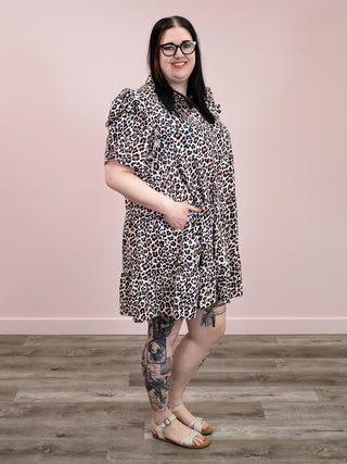 *NEW* Cute Chaos Tiered Animal Print Dress | Taupe