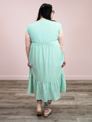 *NEW* Stripe Tease Smocked Waist Striped Maxi | Green