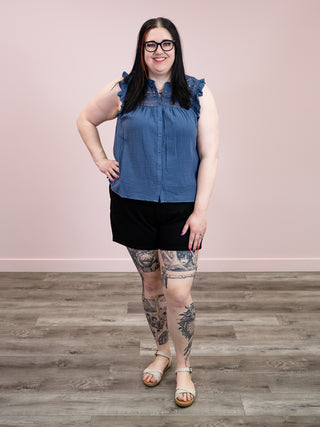 *NEW* DEX | Ainsley Button Front Blouse | Blue