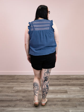 *NEW* DEX | Ainsley Button Front Blouse | Blue