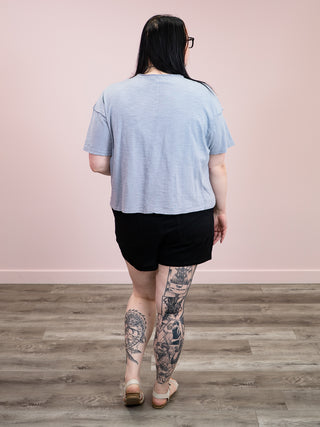 *NEW* Mixed Signals Floral Short Sleeve Slub Top | Grey