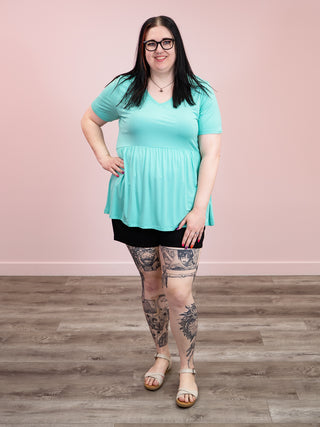 *NEW* Sarah Ruffle Short Sleeve Top | Turquoise