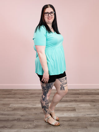 *NEW* Sarah Ruffle Short Sleeve Top | Turquoise
