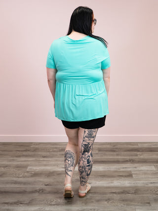*NEW* Sarah Ruffle Short Sleeve Top | Turquoise
