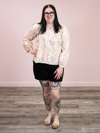 *NEW* Rosy Button Floral Blouse | Blush