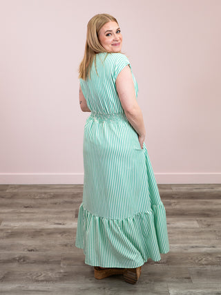*NEW* Stripe Tease Smocked Waist Striped Maxi | Green