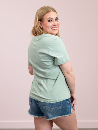 *NEW* RD Style | Milla Short Sleeve V Neck Top | Ivy Green