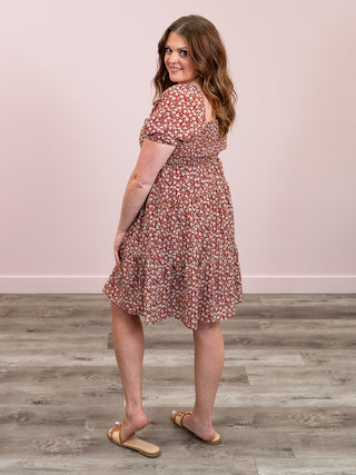 Daisy Mae Floral Mini Dress | Rust