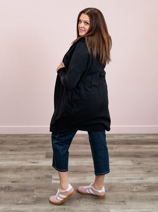 *NEW* Longline Hooded Cardigan | Black