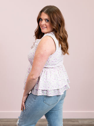 *FINAL SALE* Among The Wildflowers Tiered Tank | Lavender