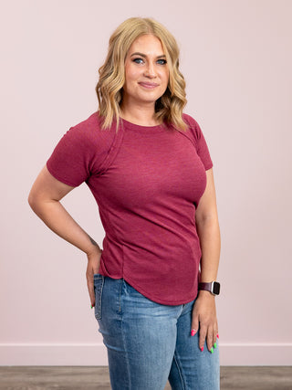 *NEW* Nori Short Sleeve Waffle Top | Cabernet