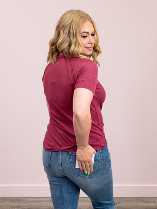 *NEW* Nori Short Sleeve Waffle Top | Cabernet