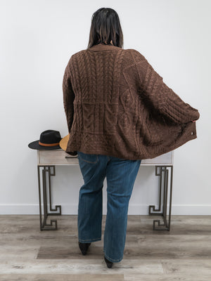 *NEW* DEX | Ivans Cable Knit Button Up Cardigan | Chocolate