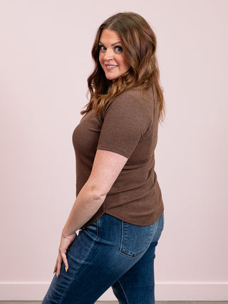 *NEW* Nori Short Sleeve Waffle Top | Brown