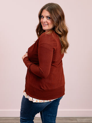 *11AM DEAL* Oh Snap Cardigan | Dark Rust