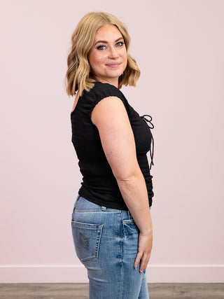 Mellie Short Sleeve Top | Black