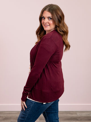*11AM DEAL* Oh Snap Cardigan | Dark Burgundy