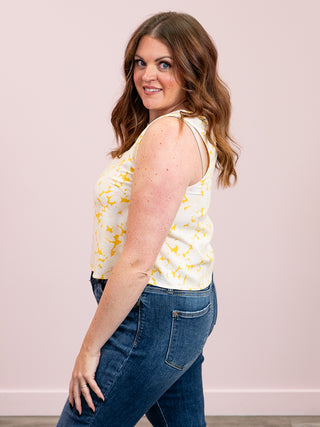 *FINAL SALE* Honey Blossom Sleeveless Linen Blouse | Mustard Multi