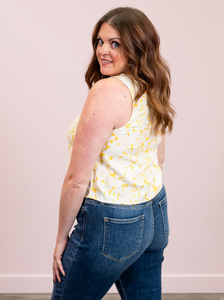 *FINAL SALE* Honey Blossom Sleeveless Linen Blouse | Mustard Multi