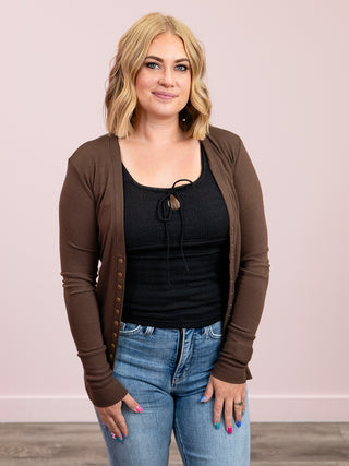 *11AM DEAL* Oh Snap Cardigan | Brown