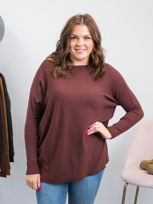 Contemporary Boat Neck Sweater | Chocolate
