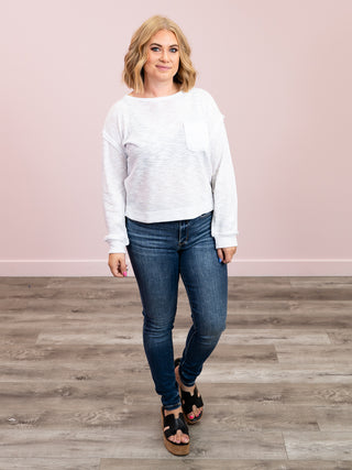 *FINAL SALE* DEX | Stella Crew Neck Sweatshirt | White