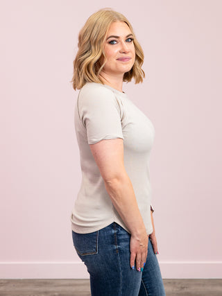 *NEW* Nori Short Sleeve Waffle Top | Light Mocha