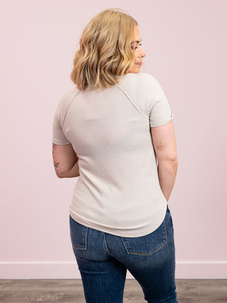 *NEW* Nori Short Sleeve Waffle Top | Light Mocha