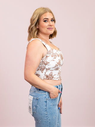 *FINAL SALE* Sweet Meadow Floral Crop Top | Brown