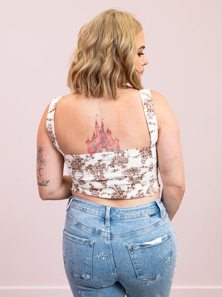 *FINAL SALE* Sweet Meadow Floral Crop Top | Brown