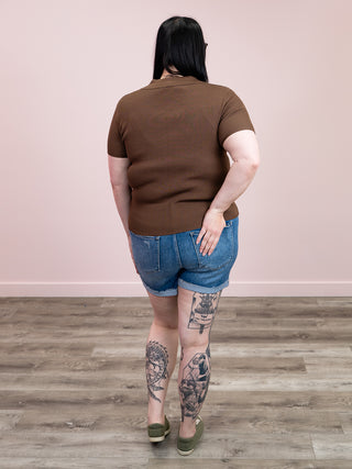 *FINAL SALE* Starlight Polo Sweater Top | Brown