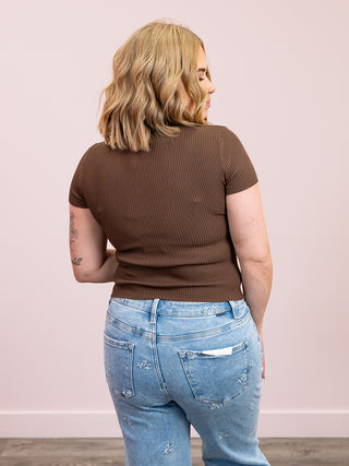 *FINAL SALE* Starlight Polo Sweater Top | Brown