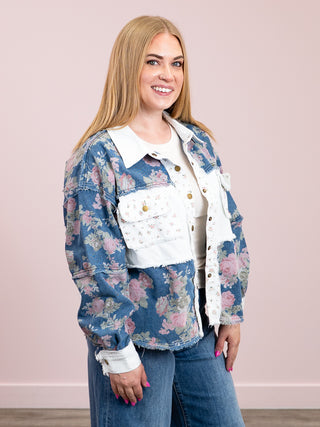*NEW* Petal Rebel Colourblock Jacket | Denim & White