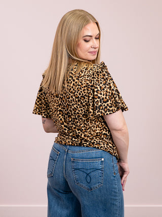 *NEW* Lauren Ruffle Sleeve Tee | Camel Leopard
