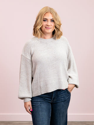 Autumn Drift Oversized Balloon Sleeve Sweater | Bone