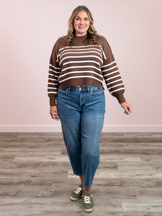 Calista Striped Oversized Sweater | Brown