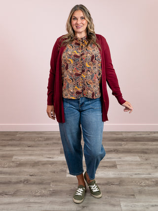 The Key Cardi | LONG | Burgundy