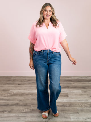 Cleo Short Sleeve Top | Dark Pink