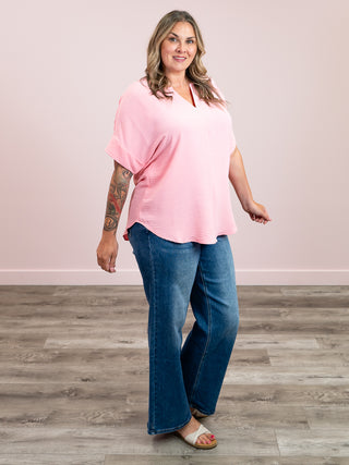 Cleo Short Sleeve Top | Dark Pink